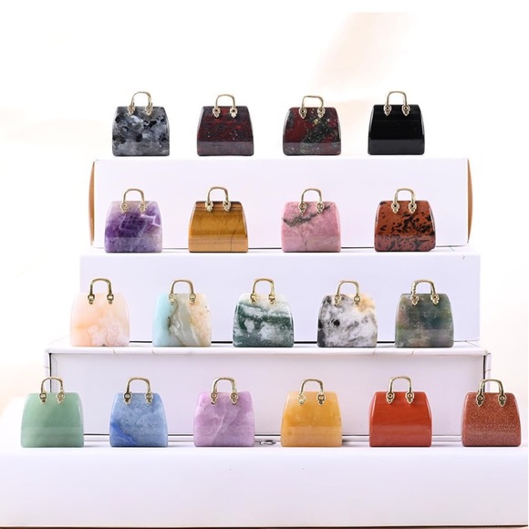 🆕New Amethyst Crystal Gemstone Hand Bag Hand Carved- Figurine or Pendent 2pcs - Picture 6 of 13